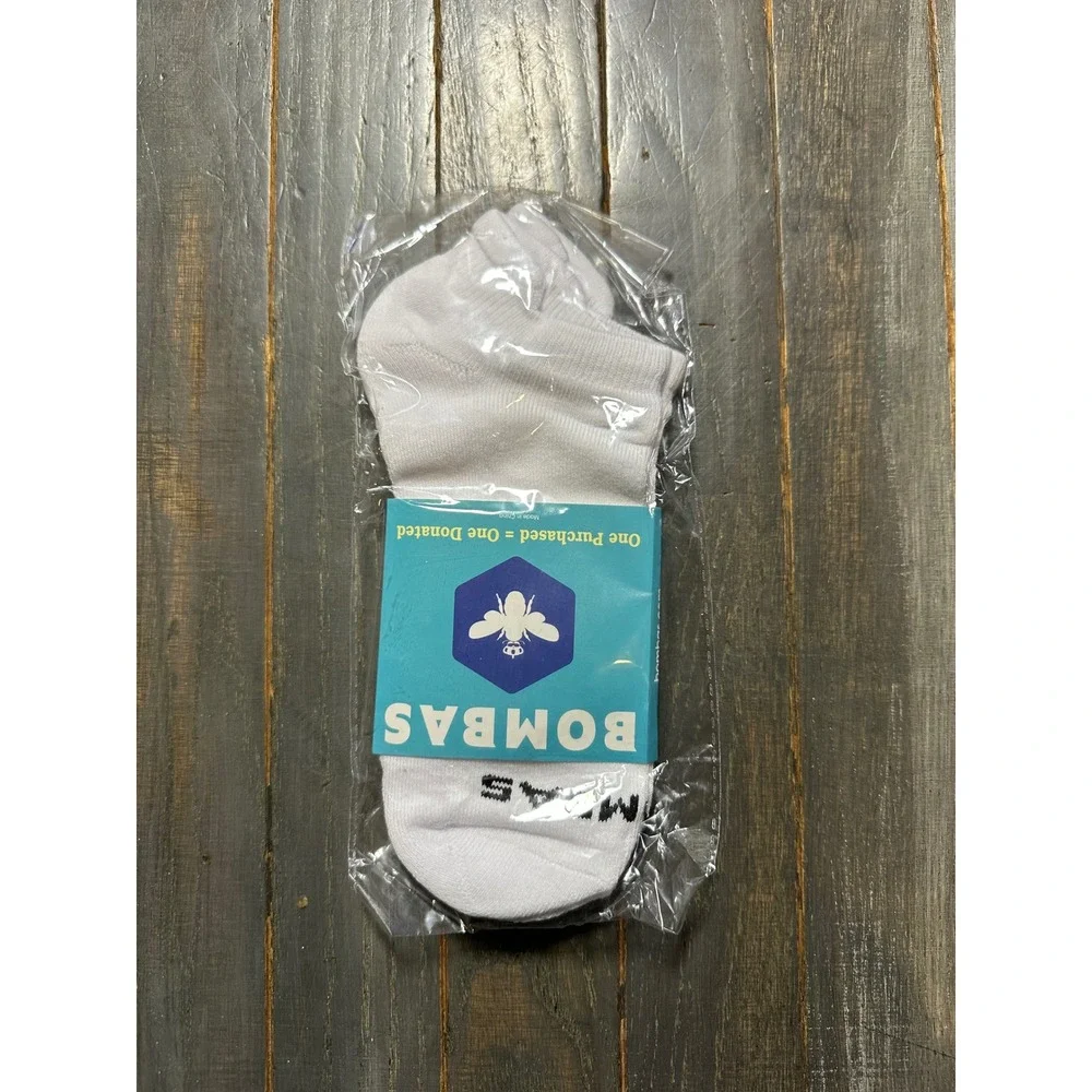 Bombas Ankle Socks White Large Honeycomb Arch Support Blister Tab